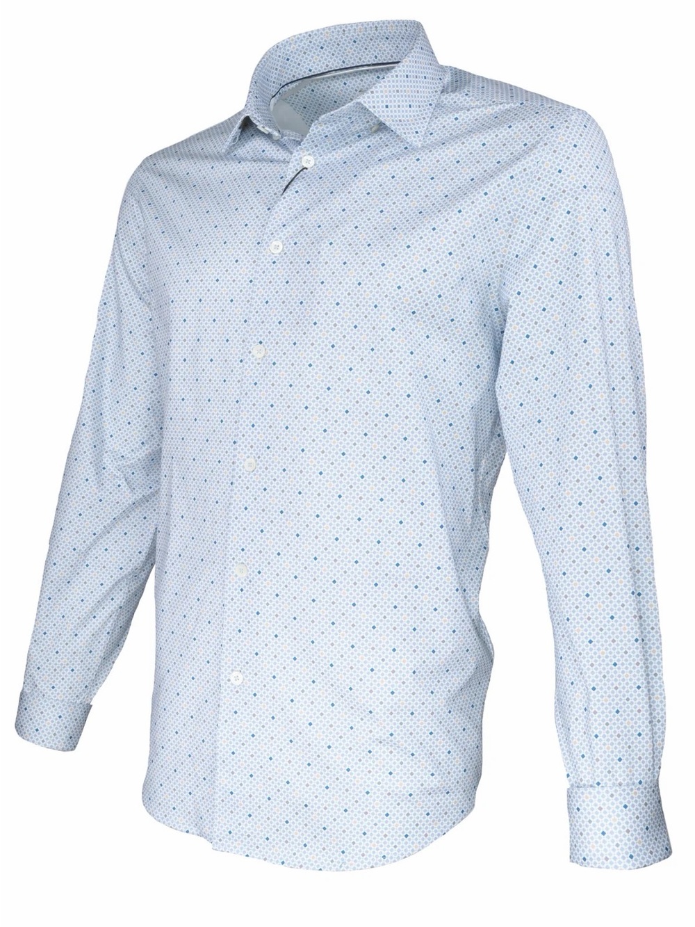 Bugatchi Light Blue Microdot Spread Collar Dress Shirt